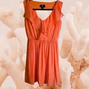 Iz Byer XS lined sleeveless coral polyester blend cutout back woman's dress.
